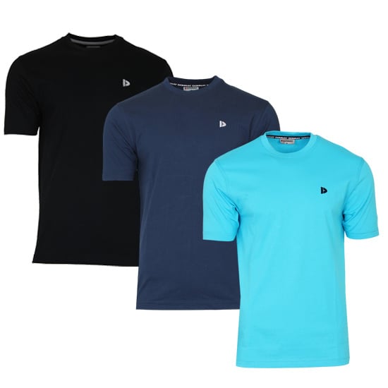 Donnay Donnay Heren - 3-Pack - T-Shirt Vince - Zwart/Navy/Turquoise