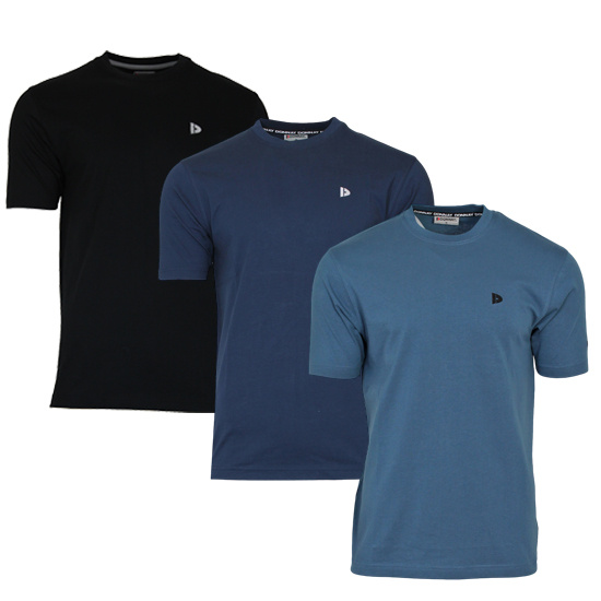 Donnay Donnay Heren - 3-Pack - T-Shirt Vince - Zwart/Navy/Denim Blue