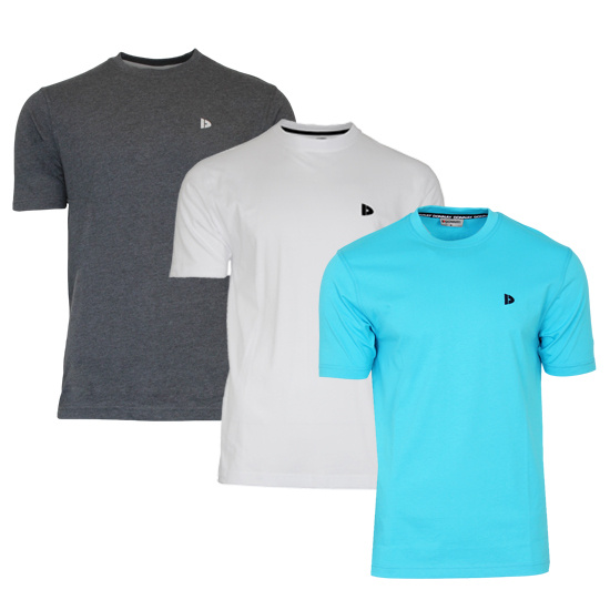 Donnay Donnay Heren - 3-Pack - T-Shirt Vince - Donkergrijs/Wit/Turquoise