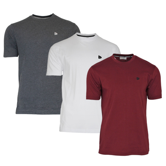 Donnay Donnay Heren - 3-Pack - T-Shirt Vince - Donkergrijs/Wit/Burgundy