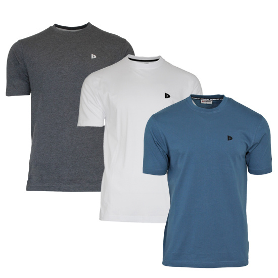 Donnay Donnay Heren - 3-Pack - T-Shirt Vince - Donkergrijs/Wit/Denim Blue