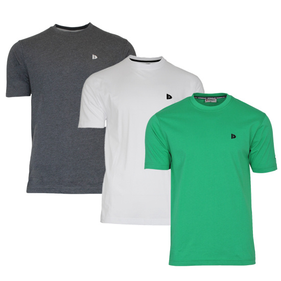 Donnay Donnay Heren - 3-Pack - T-Shirt Vince - Donkergrijs/Wit/Grass Green