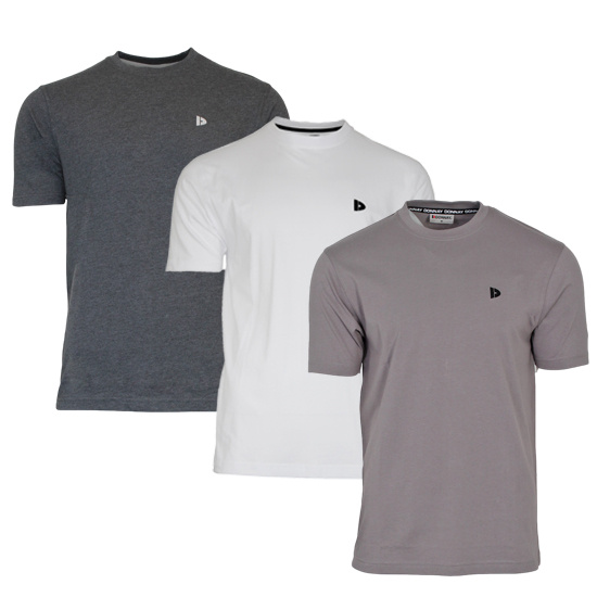 Donnay Donnay Heren - 3-Pack - T-Shirt Vince - Donkergrijs/Wit/Steel Grey