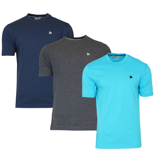 Donnay Donnay Heren - 3-Pack - T-Shirt Vince - Navy/Donkergrijs/Turquoise