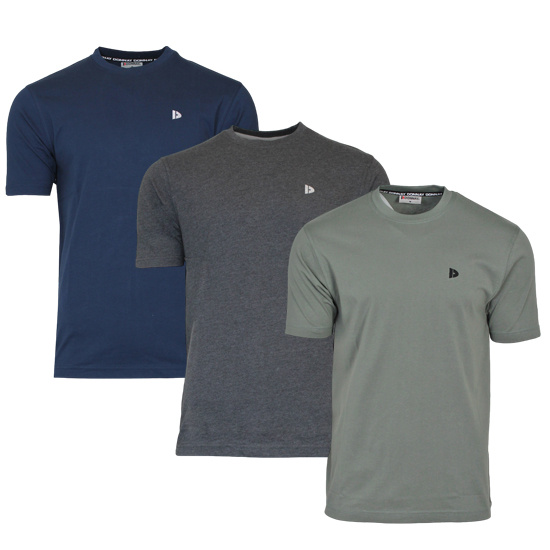 Donnay Donnay Heren - 3-Pack - T-Shirt Vince - Navy/Donkergrijs/Jungle Green