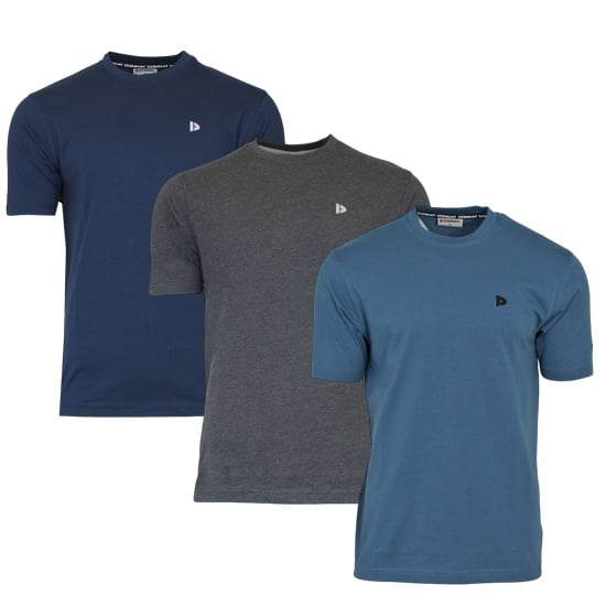 Donnay Donnay Heren - 3-Pack - T-Shirt Vince - Navy/Donkergrijs/Denim Blue
