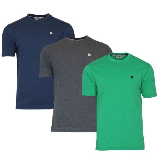 Donnay Donnay Heren - 3-Pack - T-Shirt Vince - Navy/Donkergrijs/Grass Green
