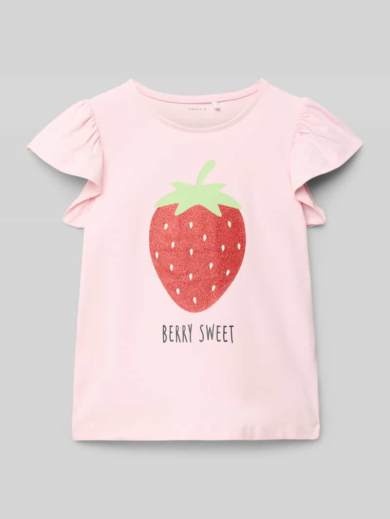 Name it T-shirt met motief- en statementprint, model 'FOLLYGLITTER'