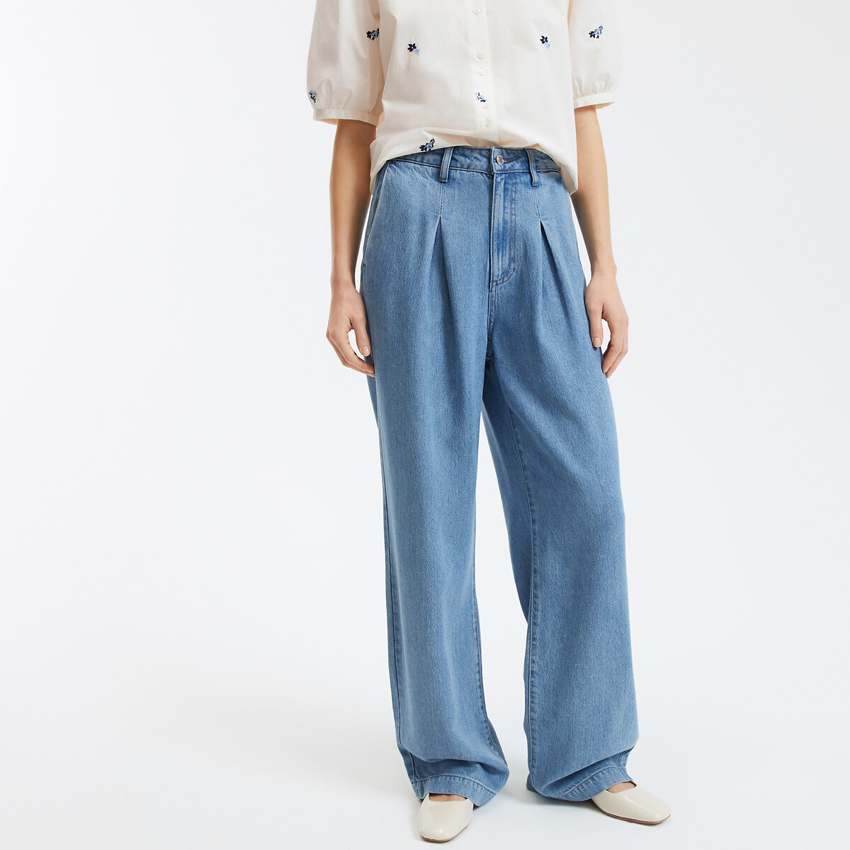 LA REDOUTE COLLECTIONS Wijde, vloeiende geplooide jeans