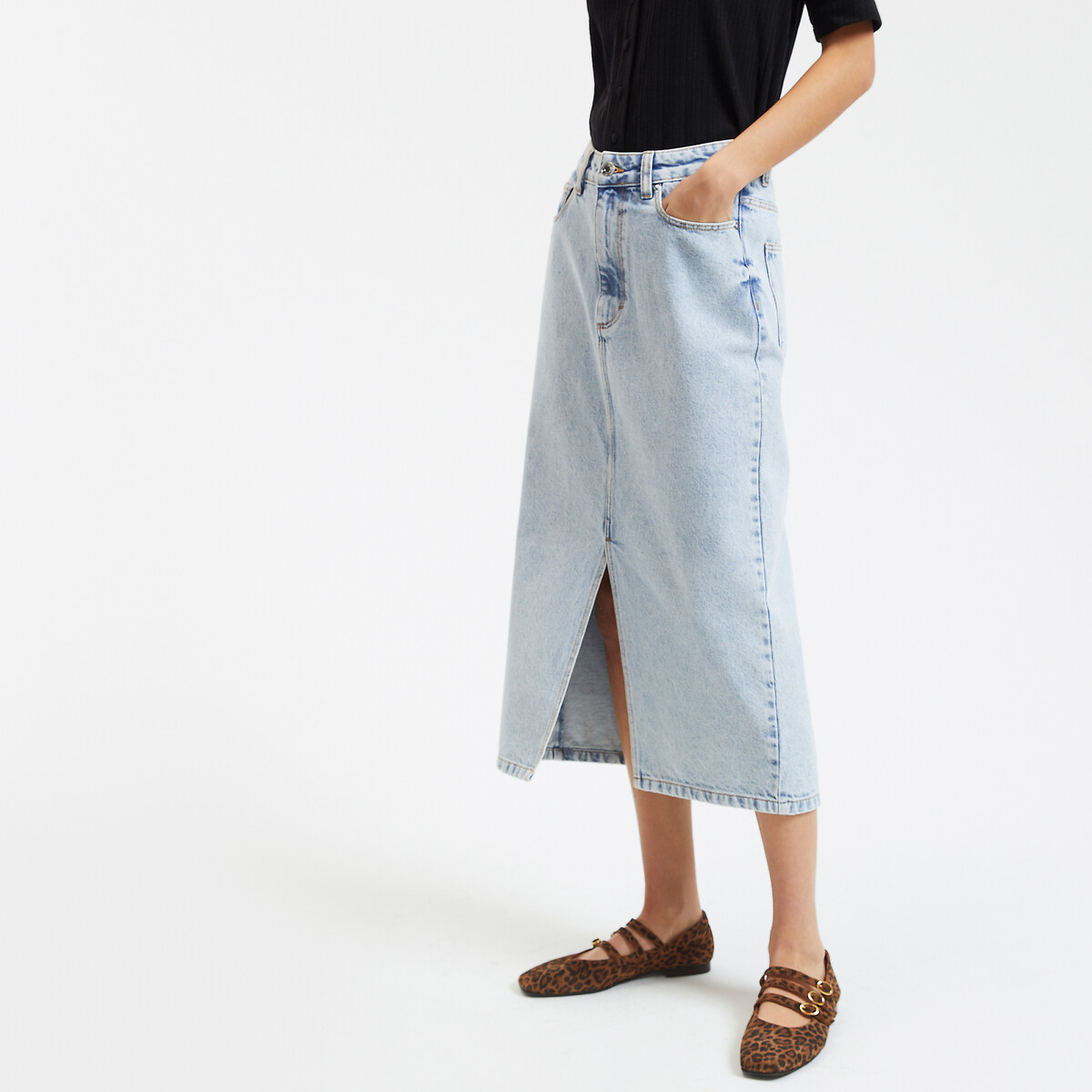 LA REDOUTE COLLECTIONS Rechte denim midirok