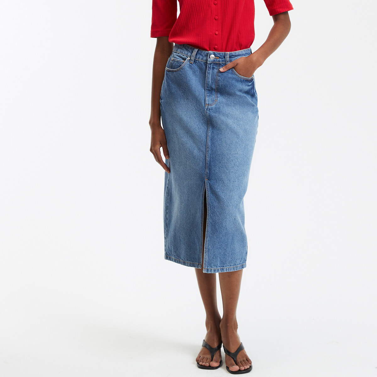 LA REDOUTE COLLECTIONS Rechte denim midirok