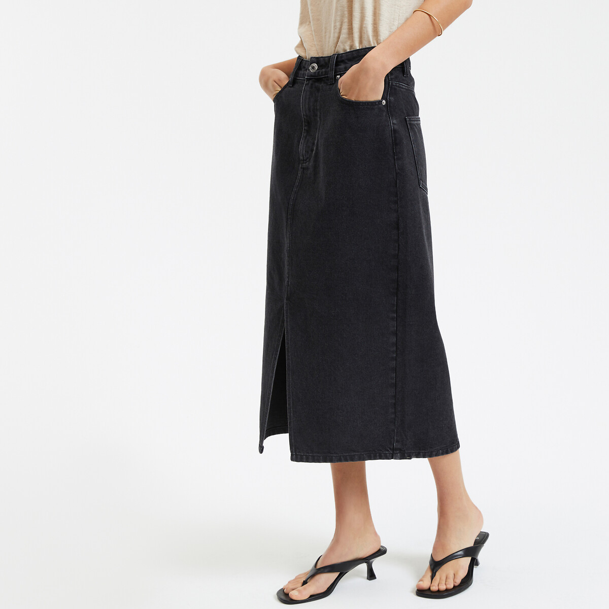 LA REDOUTE COLLECTIONS Rechte denim midirok