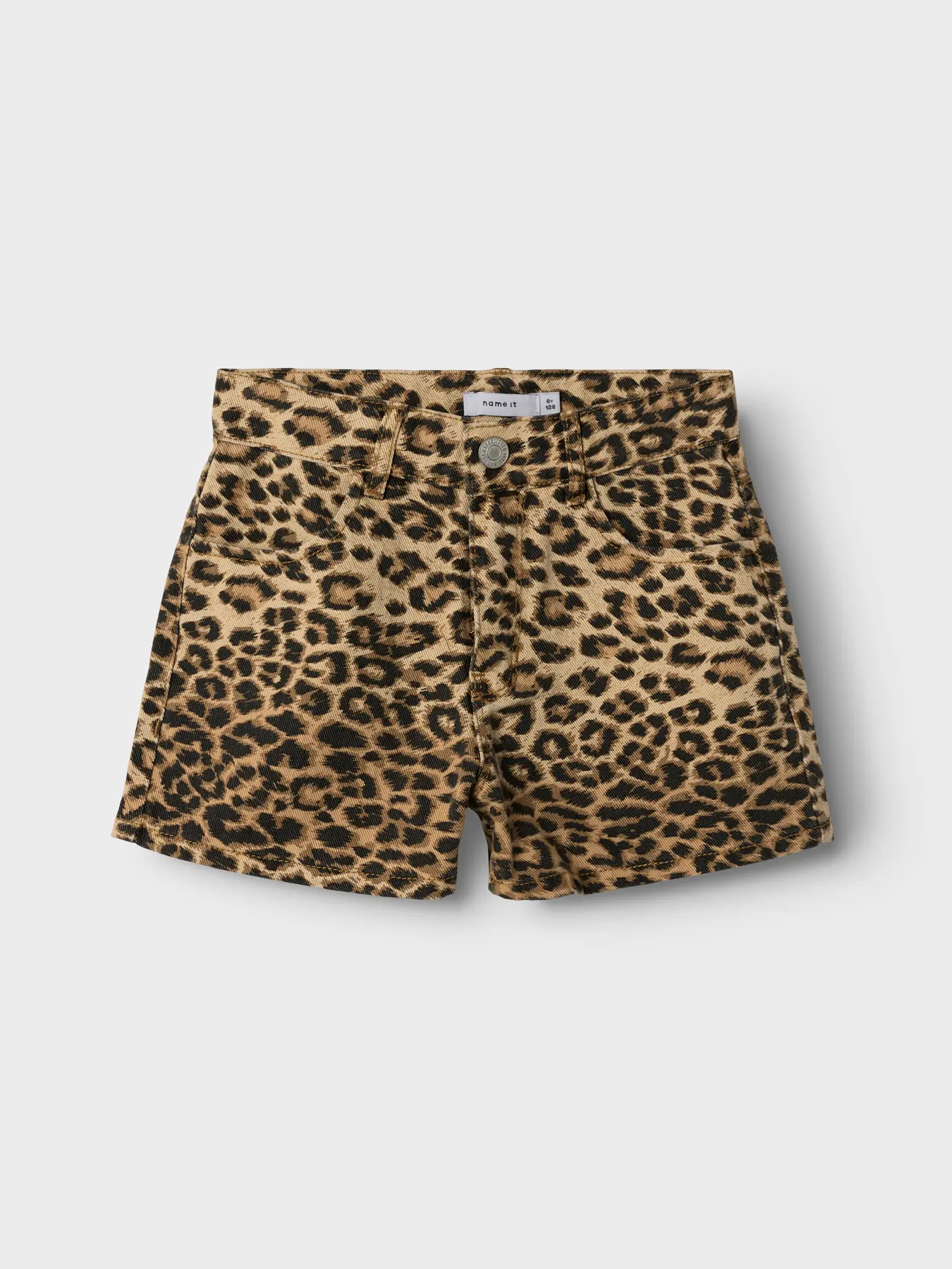 Name it zomer short meisjes - luipaardprint bruin, mom fit - Nkfrose