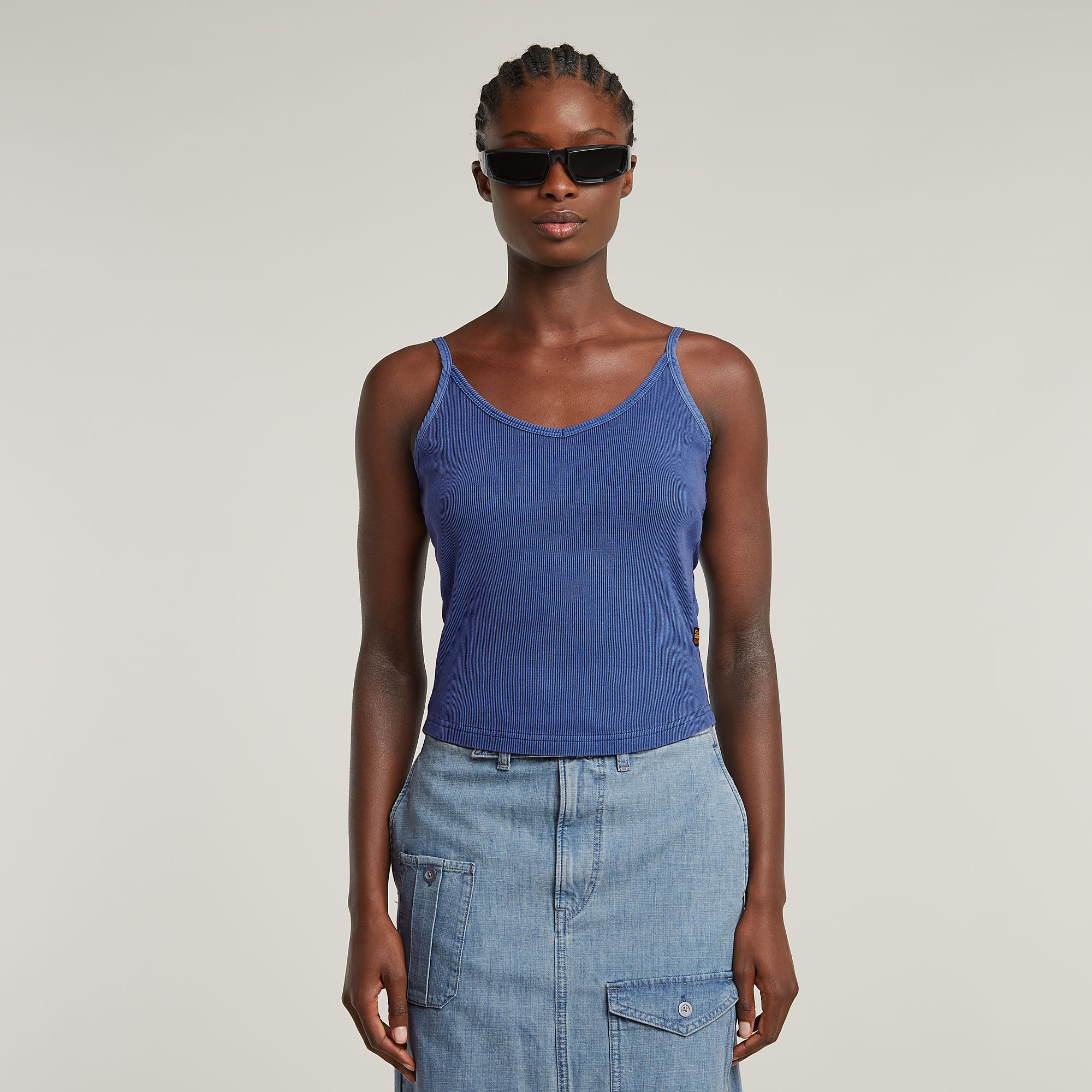 G-Star RAW Spaghetti Strap Rib Top - Midden blauw - Dames