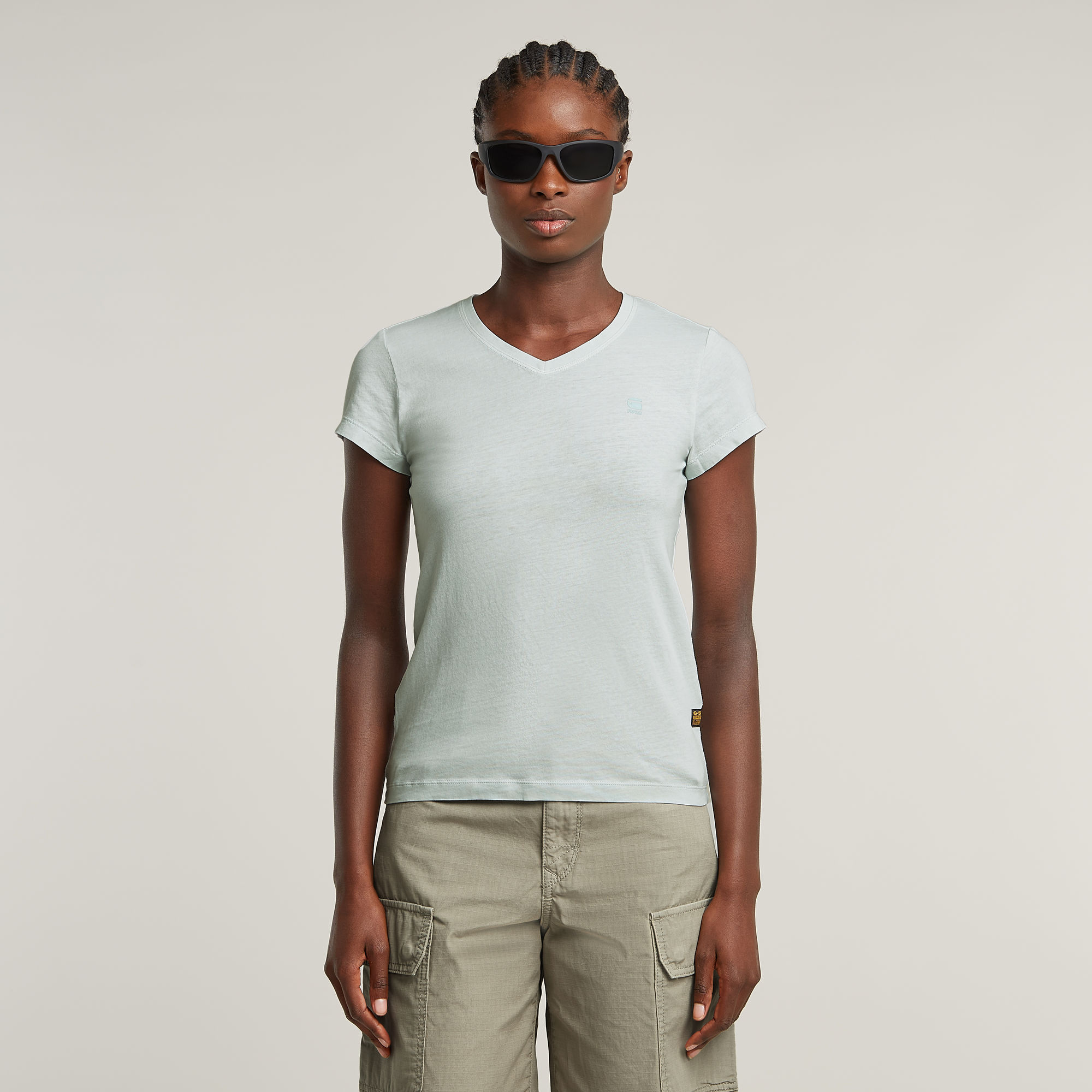 G-Star RAW Overdyed Eyben Slim V-Neck Top - Lichtblauw - Dames