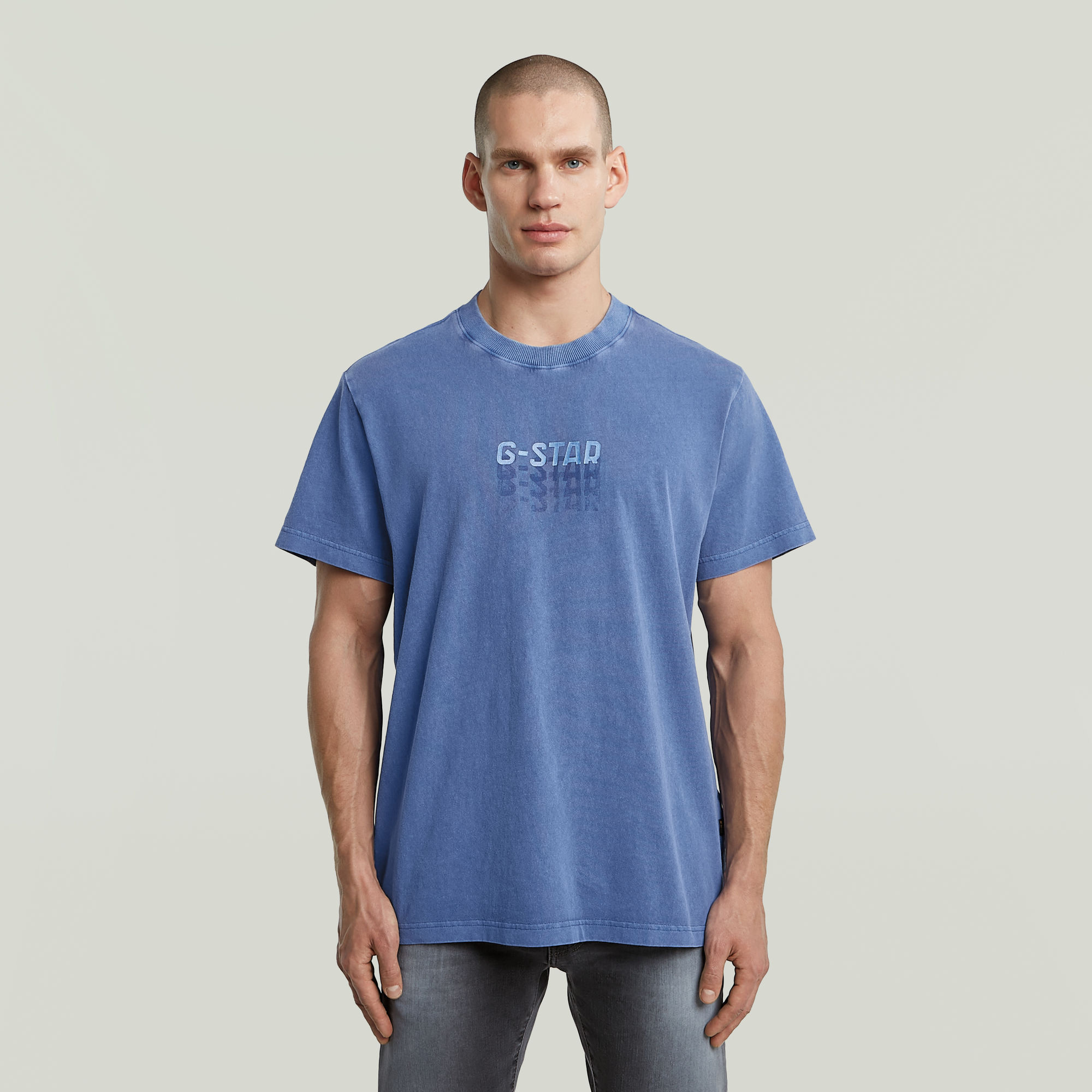 G-Star RAW Multi Logo Overdyed Loose T-Shirt - Midden blauw - Heren