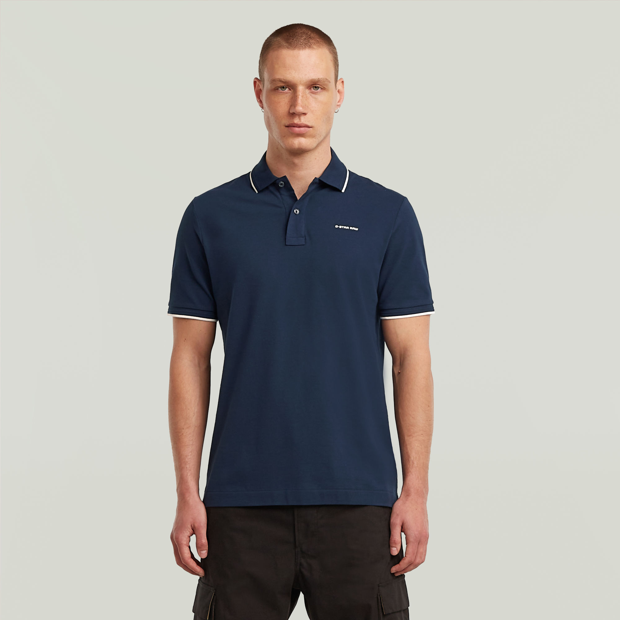 G-Star RAW Chest Logo Striped Polo - Donkerblauw - Heren