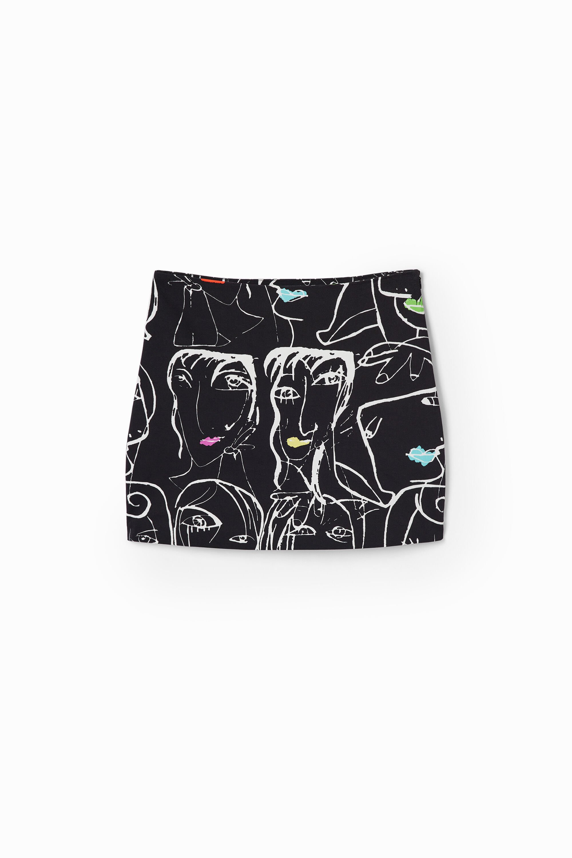 desigual Slim fit minirok met gezichten - BLACK