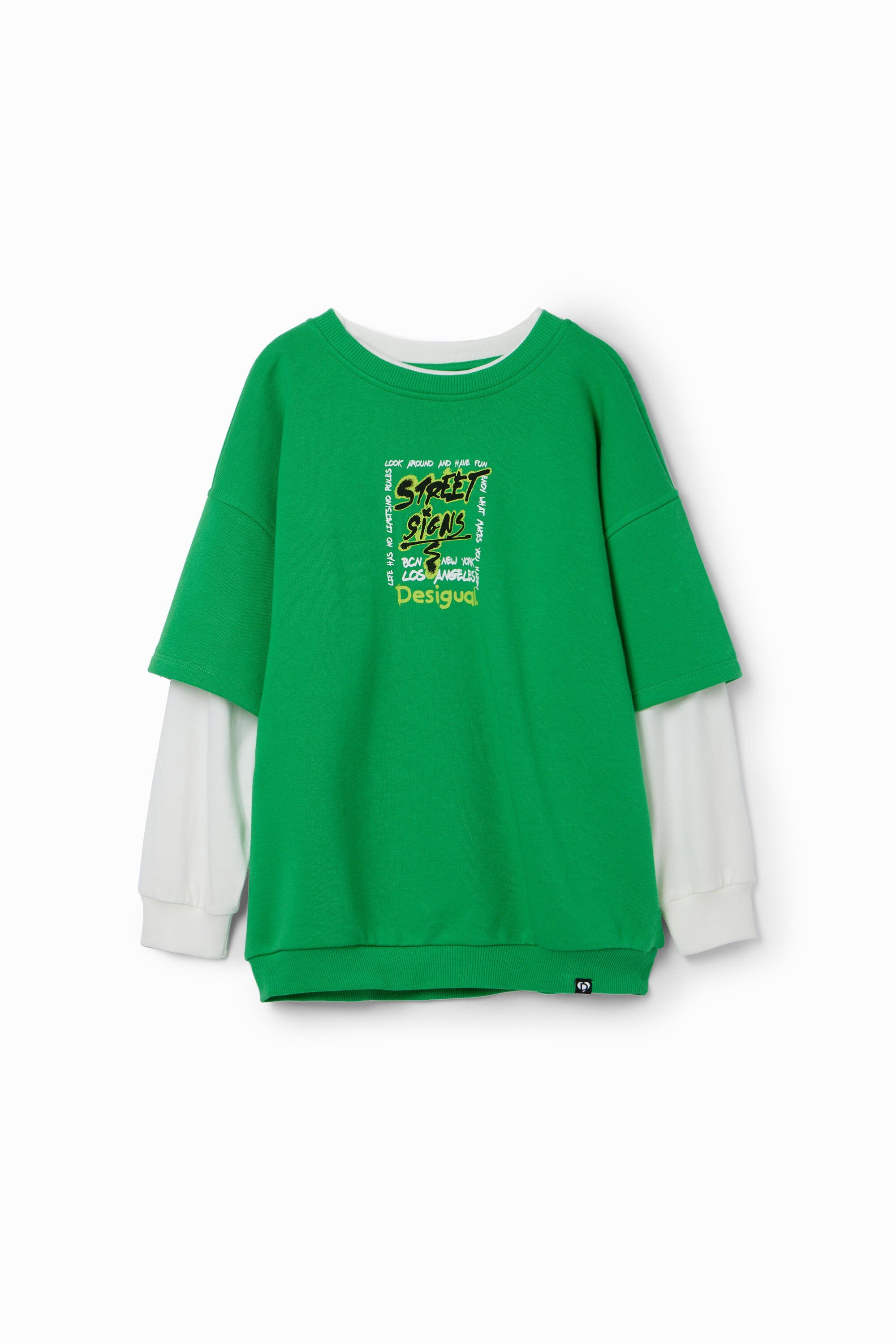 desigual Dubbel T-shirt graffiti - GREEN