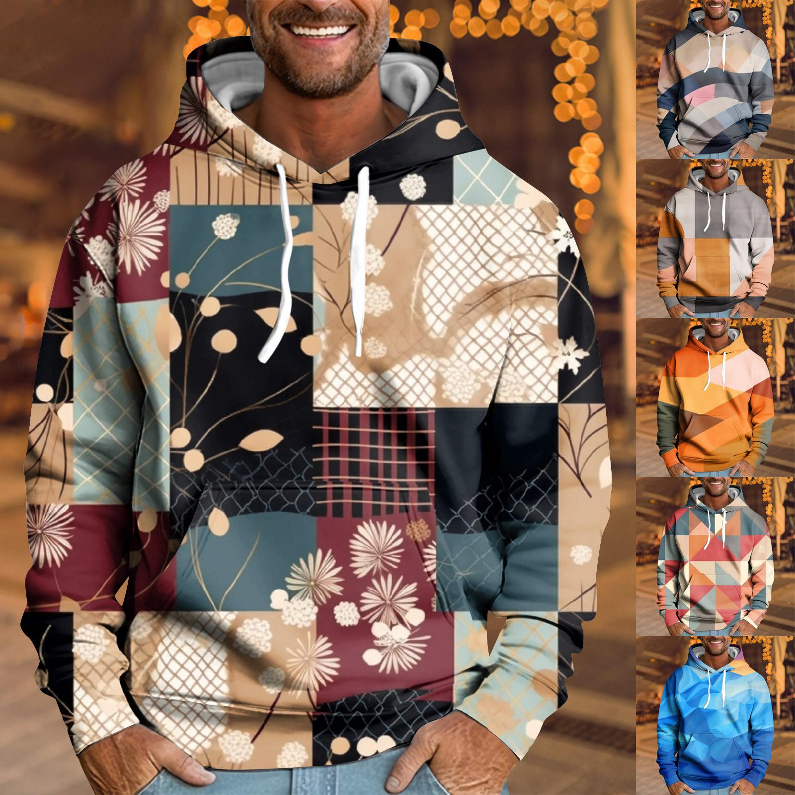 Sinking fish Los bedrukt sweatshirt met capuchon voor heren Casual mode-sportsweatshirt voor heren L zwart