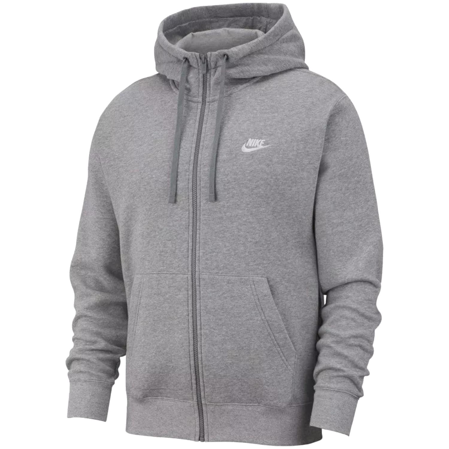 Nike NSW Club Fleece FZ Hoodie, Heren grijs Sweatshirt XXL grijs