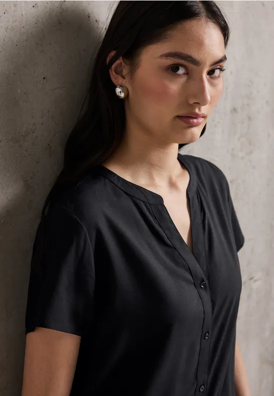 Street One Studio Blouse met korte mouwen in effen kleur