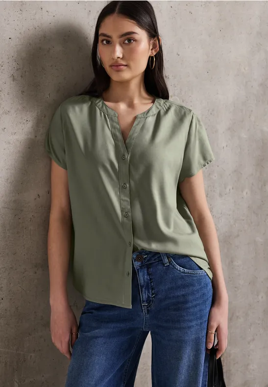 Street One Studio Blouse met korte mouwen in effen kleur