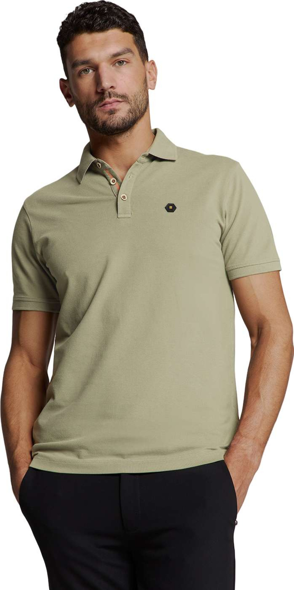 No Excess Polo pique garment dyed light army