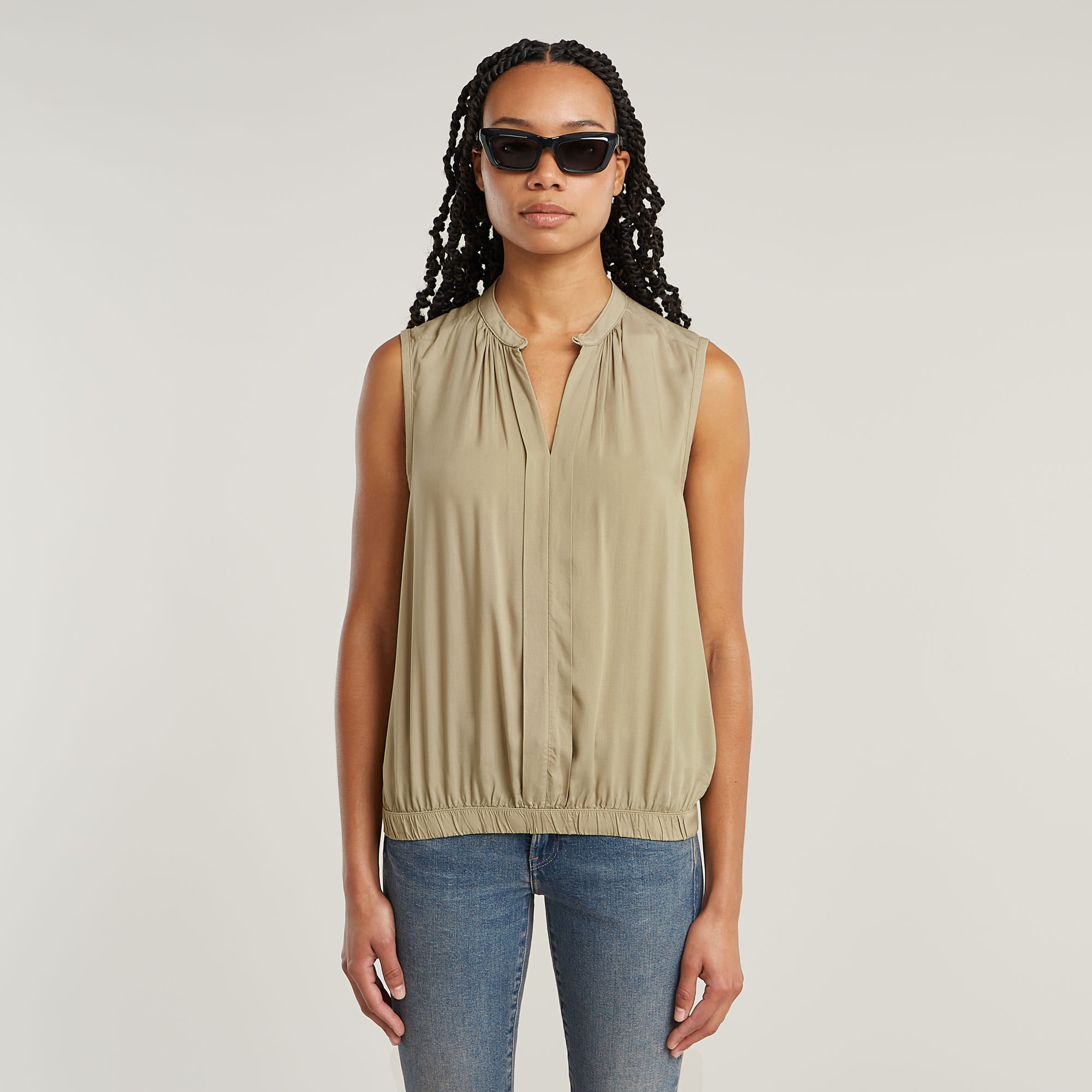 G-Star RAW Stand Up Collar Top - Beige - Dames