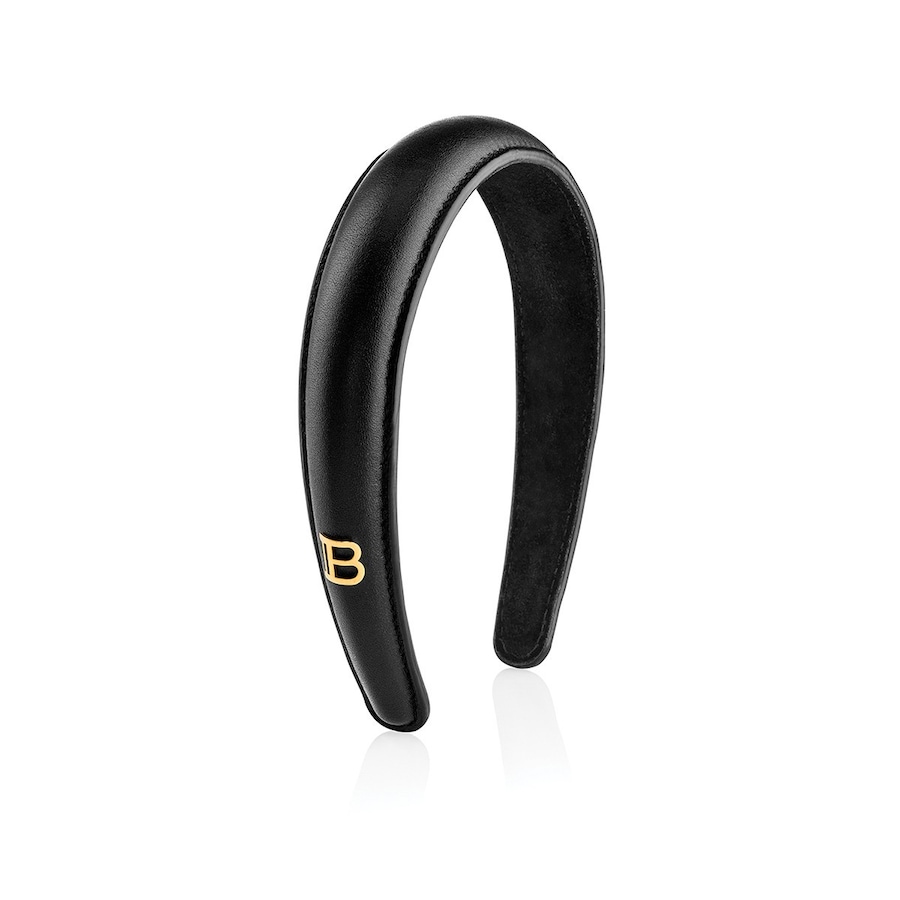 Balmain Hair Couture Black Leather Puffed Headband
