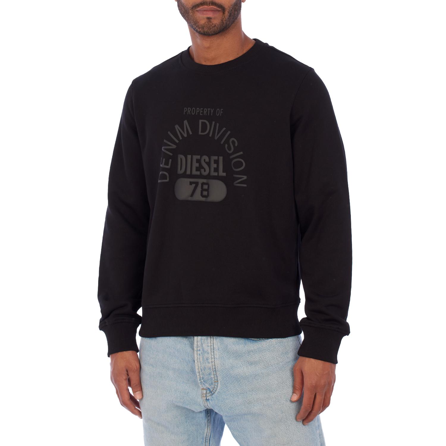 Diesel Heren A12242-2RIAJH ronde hals bedrukt sweatshirt L zwart