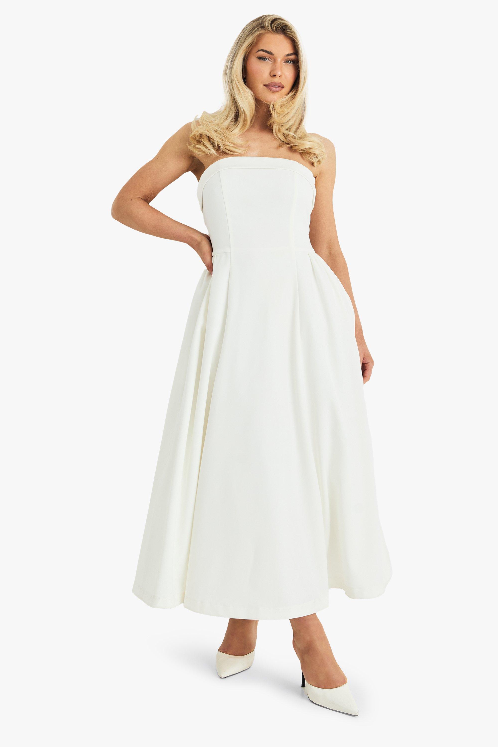 Boohoo Premium Strapless Midaxi Jurk, Ivory