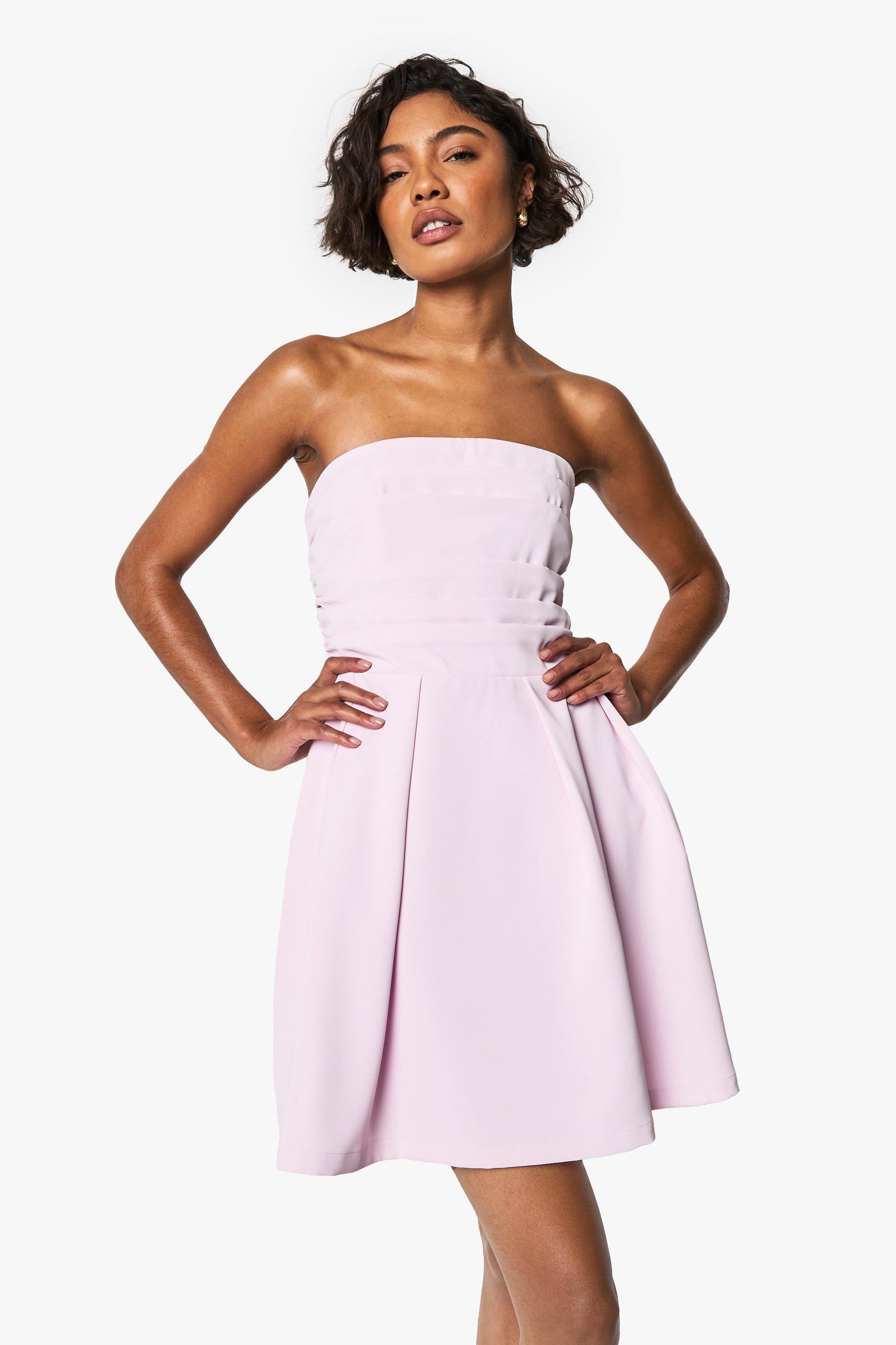 Boohoo Tall Geplooide Skater Jurk Met Structuur, Pink