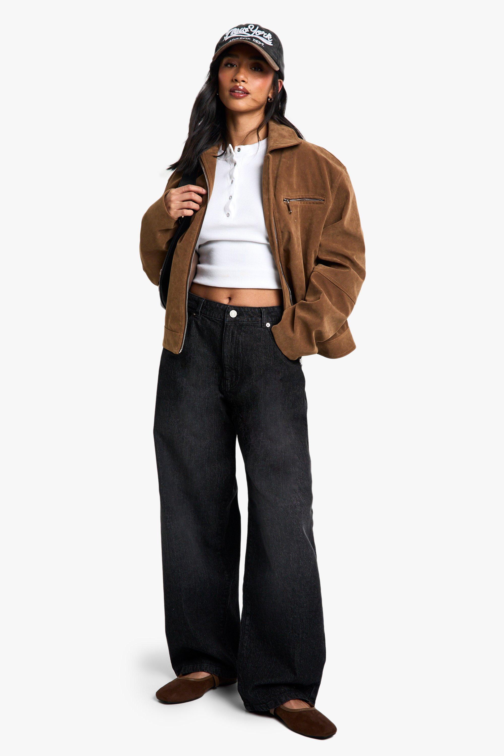 Boohoo Petite Basic Boyfriend Jeans, Washed Black