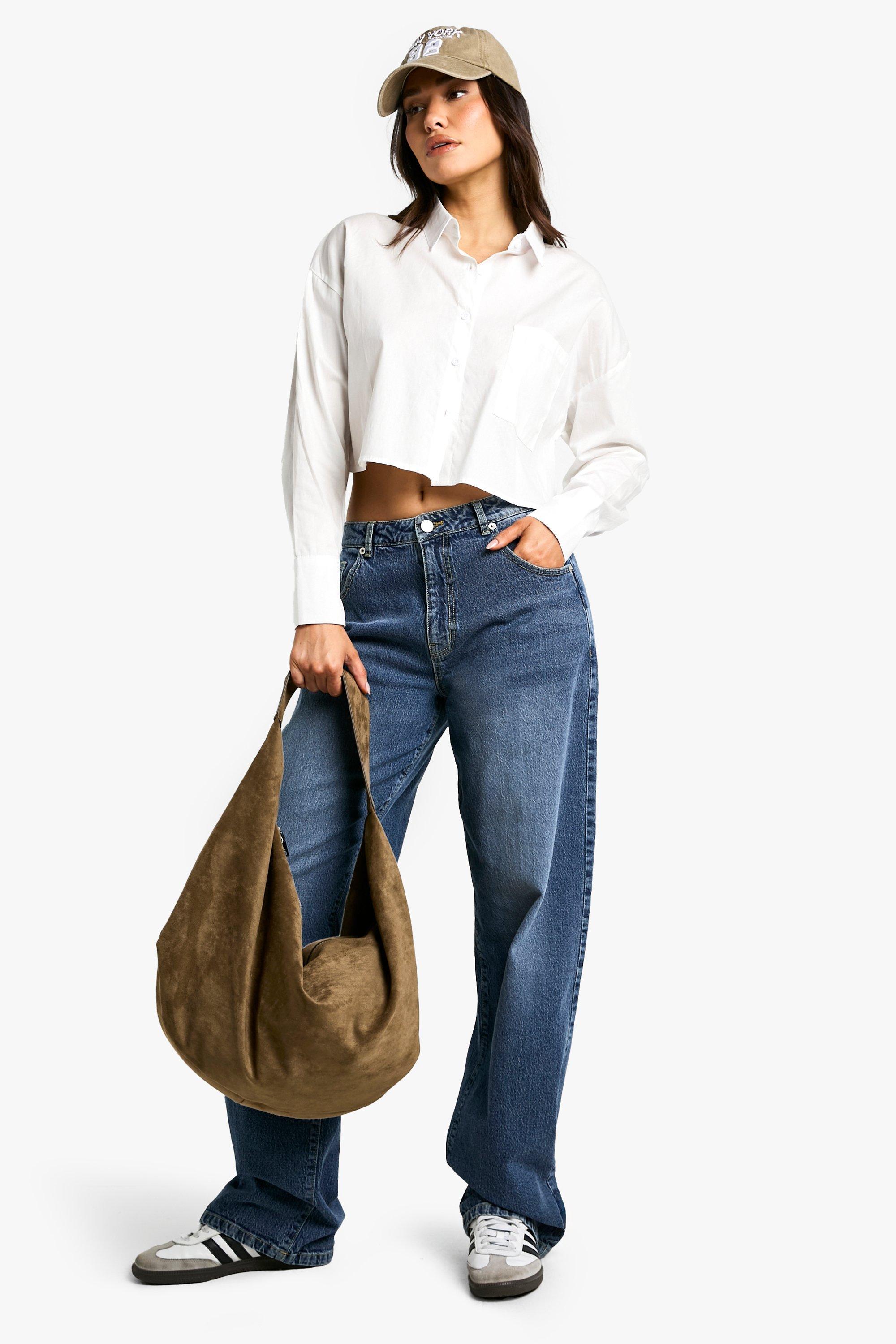 Boohoo Tall Basic Boyfriend Jeans, Acid Wash Dark Blue