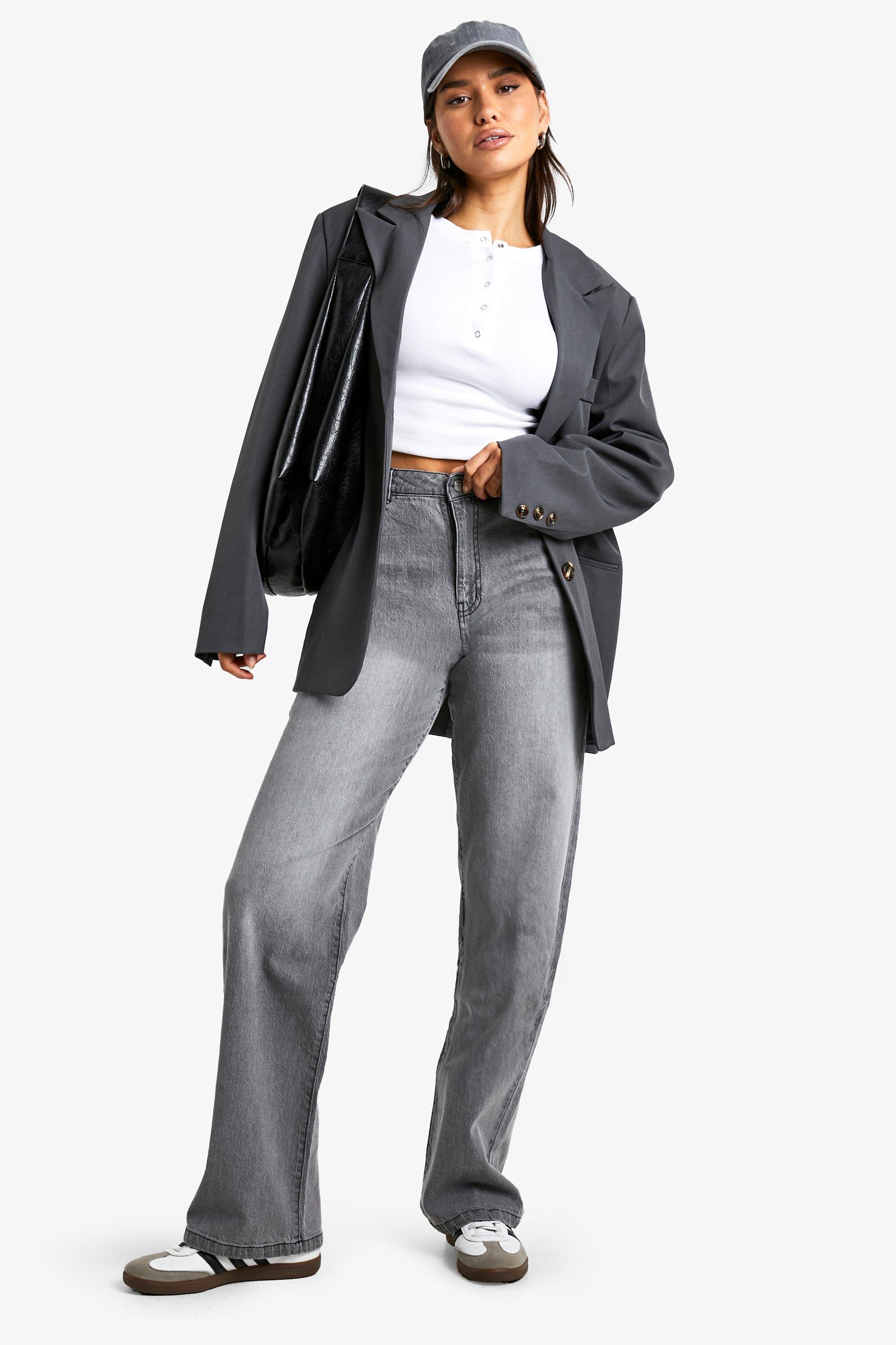 Boohoo Tall Basic Jeans Met Rechte Pijpen, Light Grey