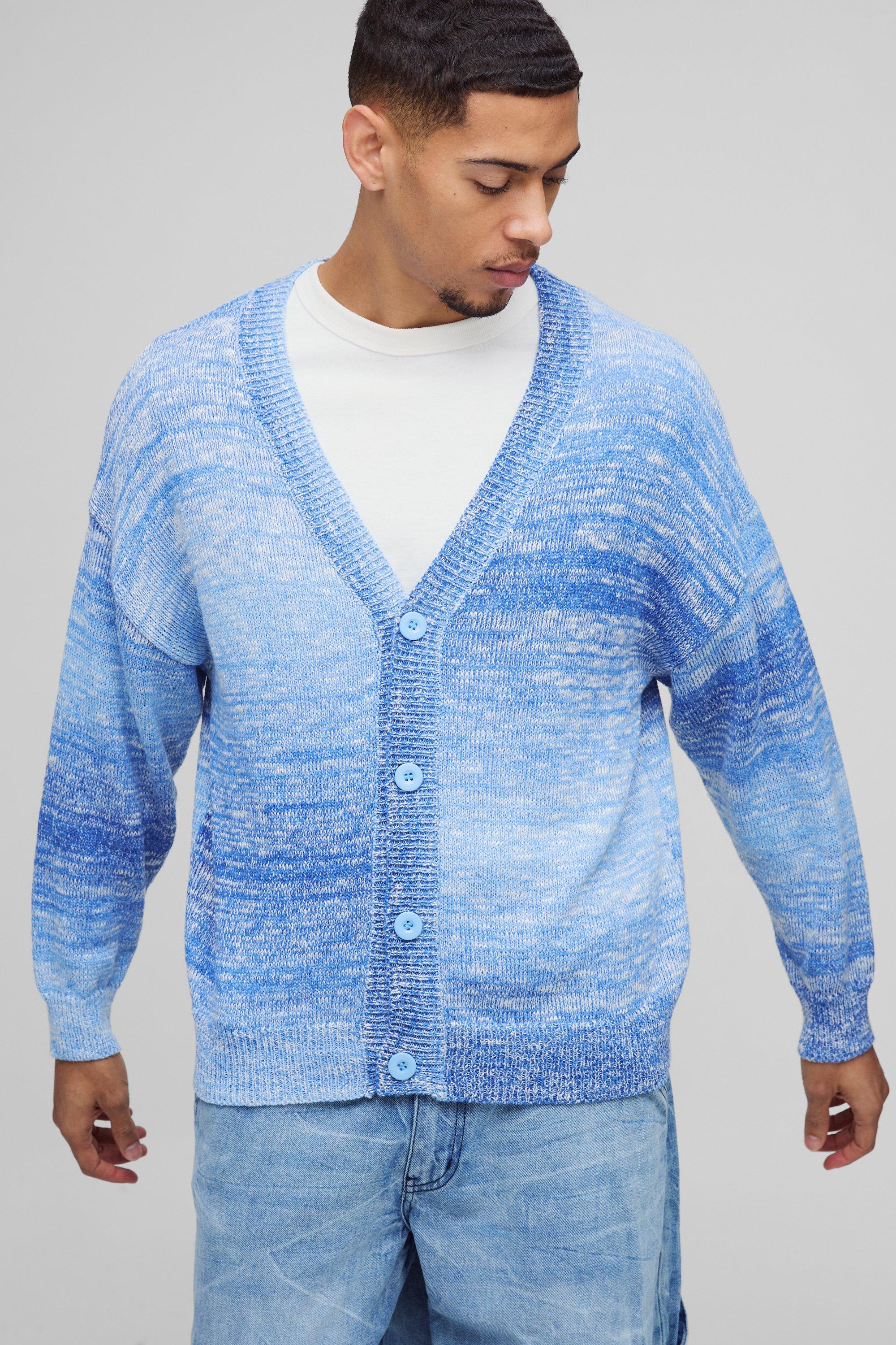 Boohoo Oversized Gebreide Boxy Cardigan, Blue