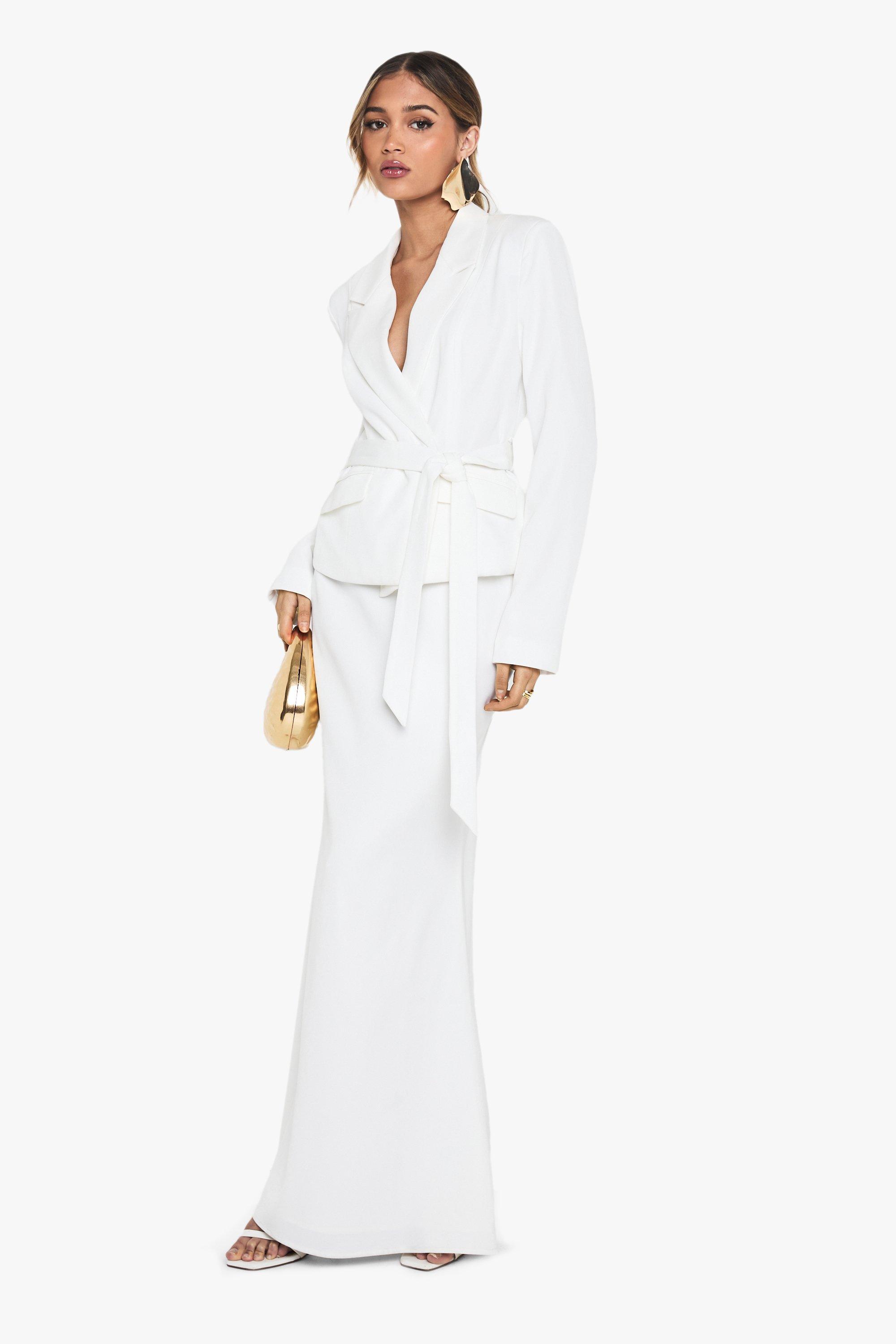 Boohoo Getailleerde Gelegenheids Maxi Rok, Ivory