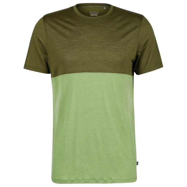 Stoic - MerinoChill MMXX. Göteborg Colorblock Tee - Merinoshirt, groen/olijfgroen