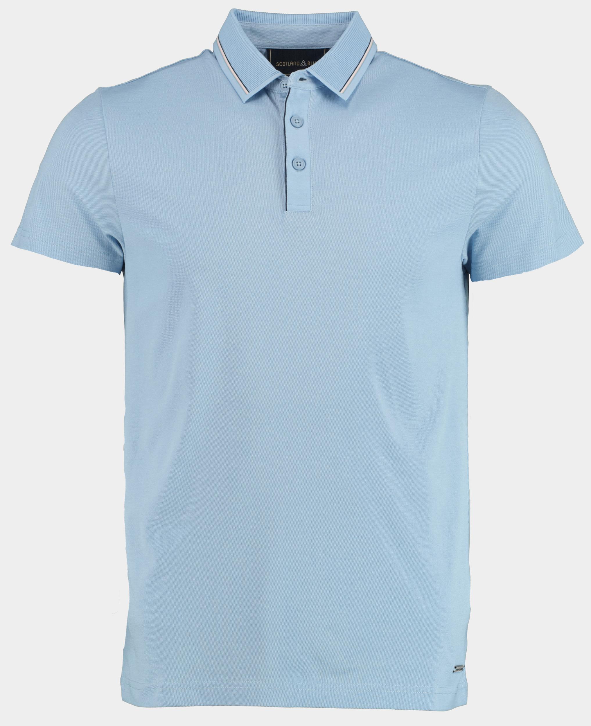 Bos Bright Blue Scotland blue polo korte mouw hilton polo contrast collar 25108hi31sb/210 light blue