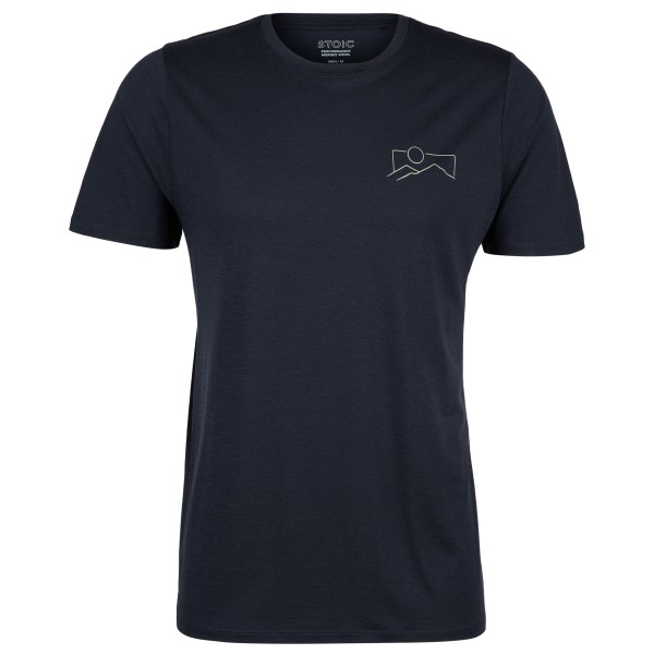 Stoic - Merino155 LaholmSt. Print T-Shirt Mountain - Merinoshirt, blauw