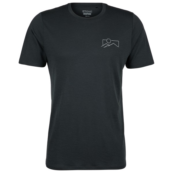 Stoic - Merino155 LaholmSt. Print T-Shirt Mountain - Merinoshirt, zwart