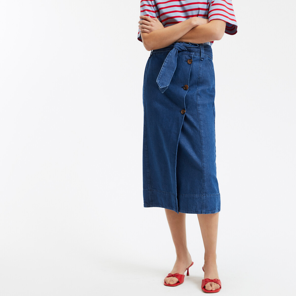 LA REDOUTE COLLECTIONS Midi-wikkelrok in denim