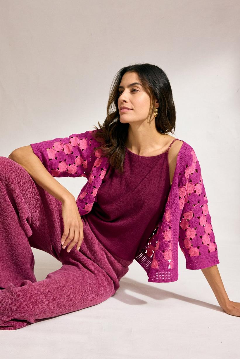 Améline Korte Cardigan In Haakwerklook