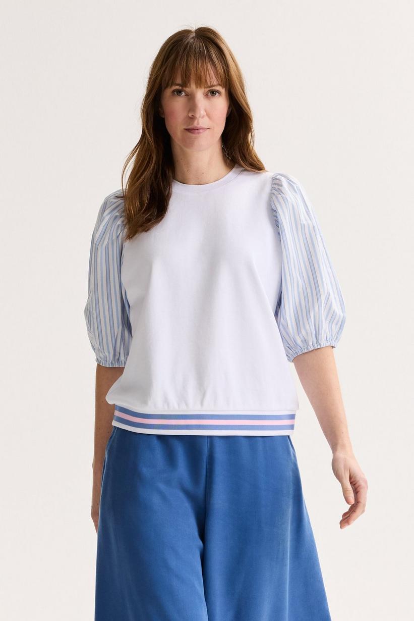 Améline Sweater Met Gestreepte Ballonmouw