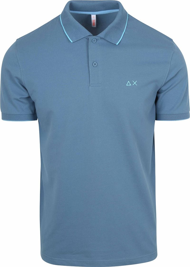 Sun68 Poloshirt Small Stripe Collar Avio Blauw