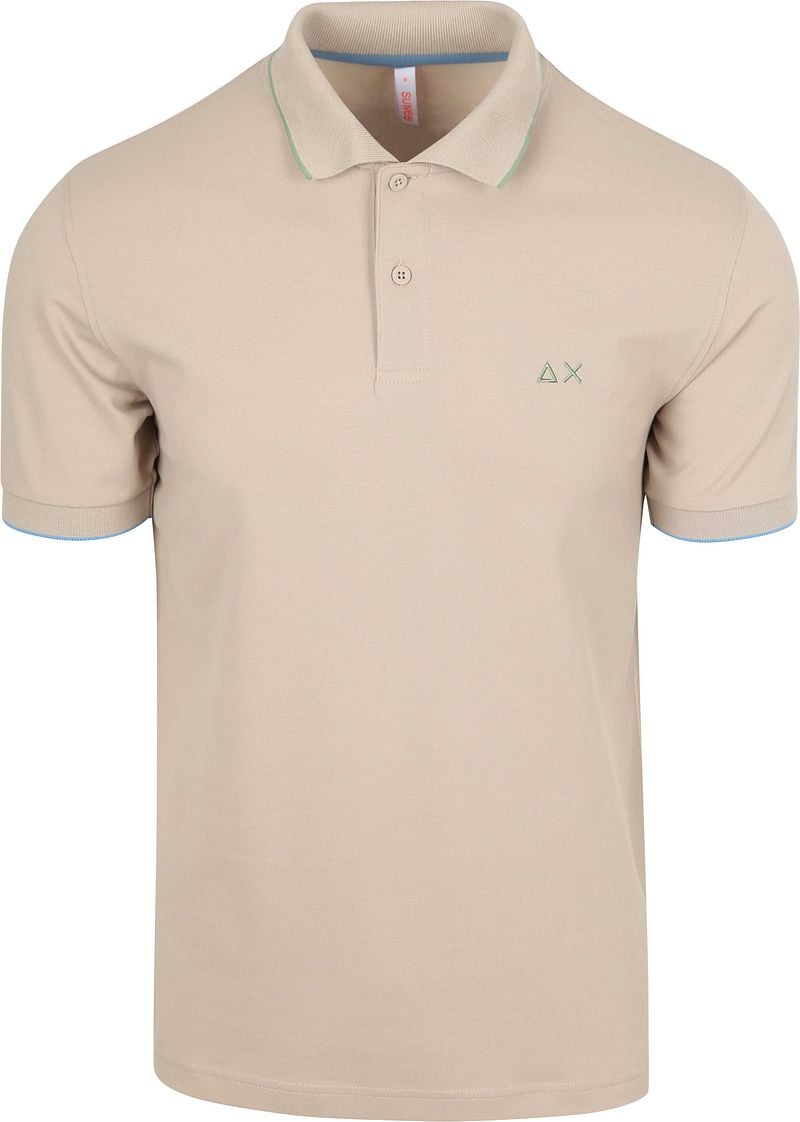Sun68 Poloshirt Small Stripe Collar Greige