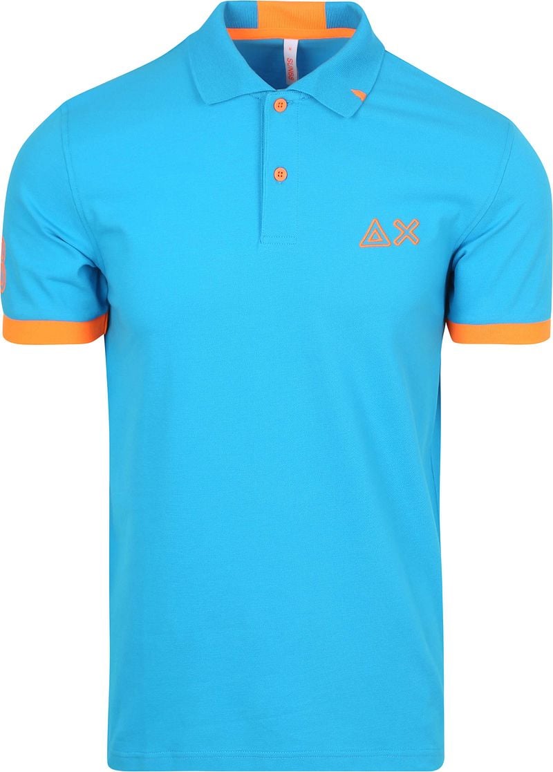 Sun68 Poloshirt Logo Fluo Blauw