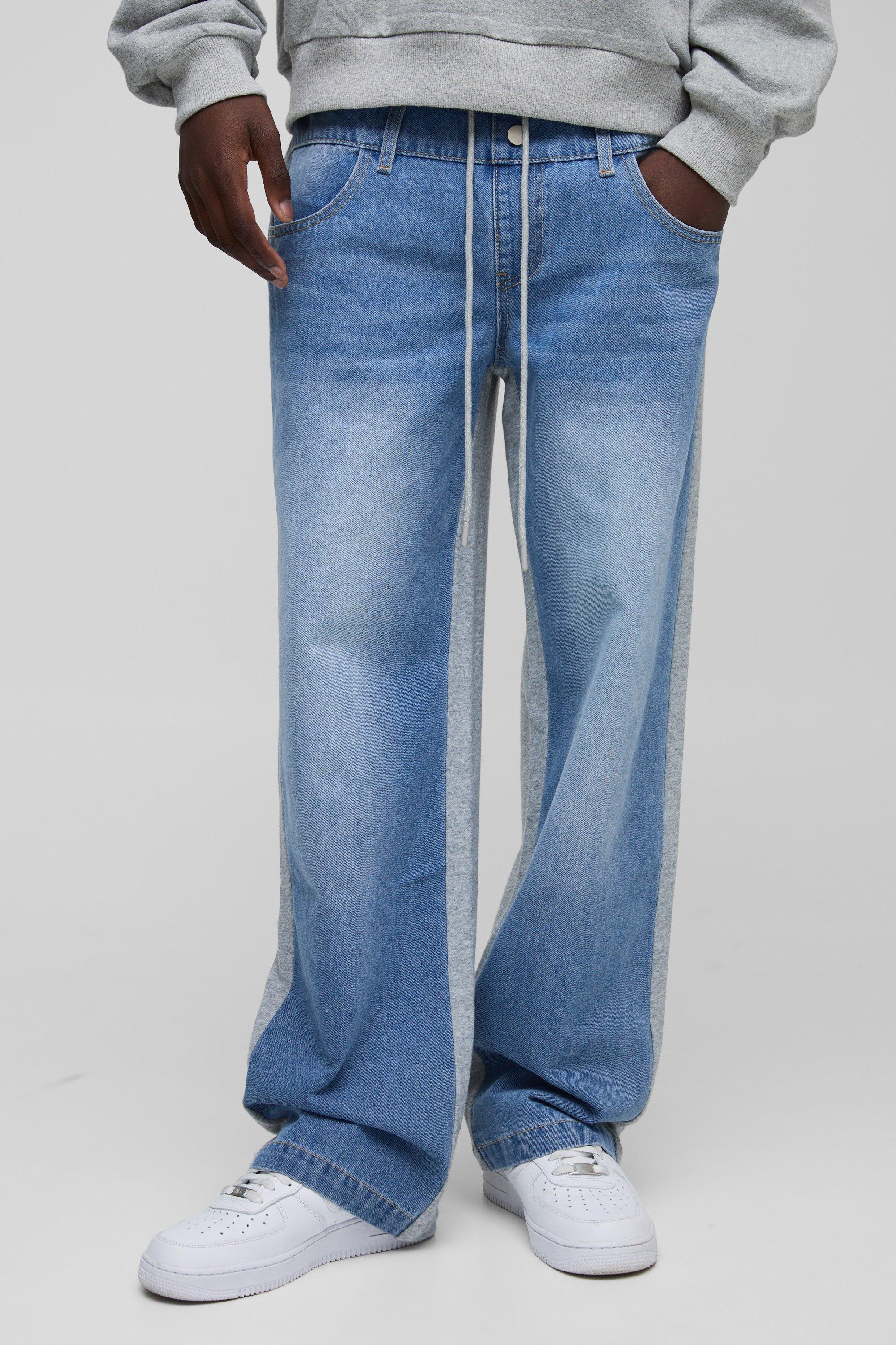 Boohoo Hybride Wide Leg Joggingbroek, Mid Blue