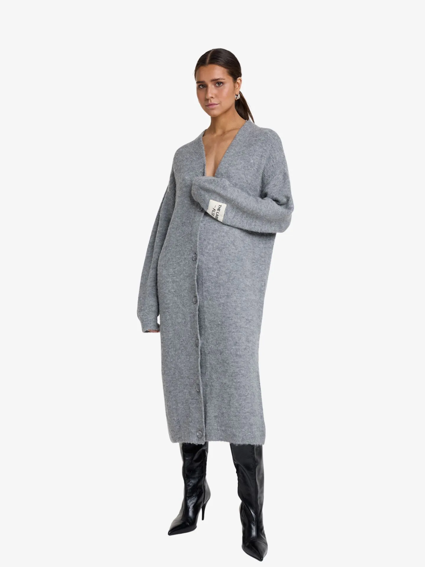 Alix The Label Dames vest fluffy long soft grey melange